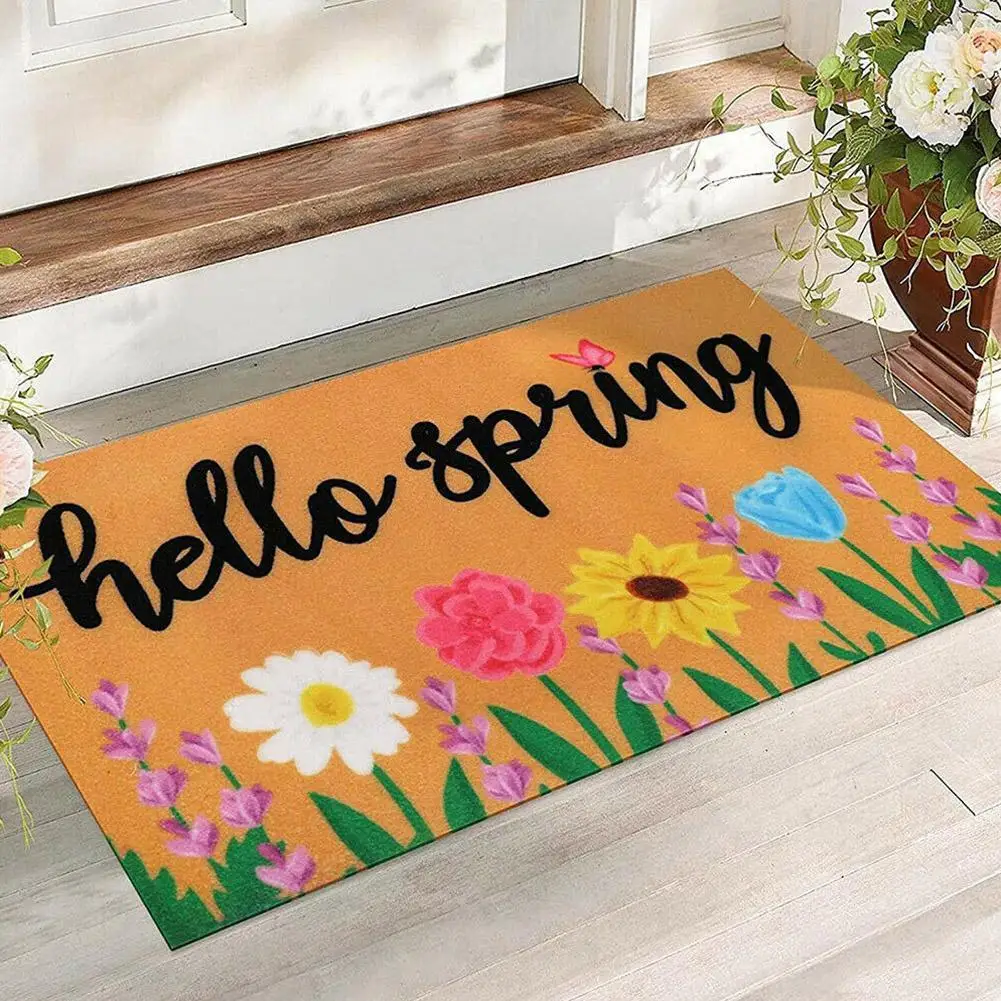 

Welcome Mat Entrance Anti-Slip Mat Hallway Letter Flower For Room Bedroom Pad 60x40cm Art Printed Kitchen Doormat Home Carp J9R0