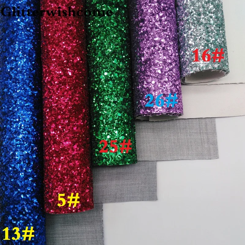 Glitterwishcome 21X29 см A4 Размер синтетическая кожа, плотная блестящая кожа ткань винил для бантов, GM021A