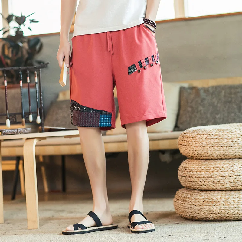 

5XL Summer Men Sweatpants Linen Loose Wide Leg Patchwork Male Sport Running Jogger Fitness Gym Athletic Yoga Pant Activewear