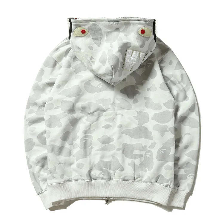 

Hoodies Winter Fashion Brand Luminous Bape Shark Brushed Hoody Teenagers Casual Cool Sweatshirt Coat Men Clothing
