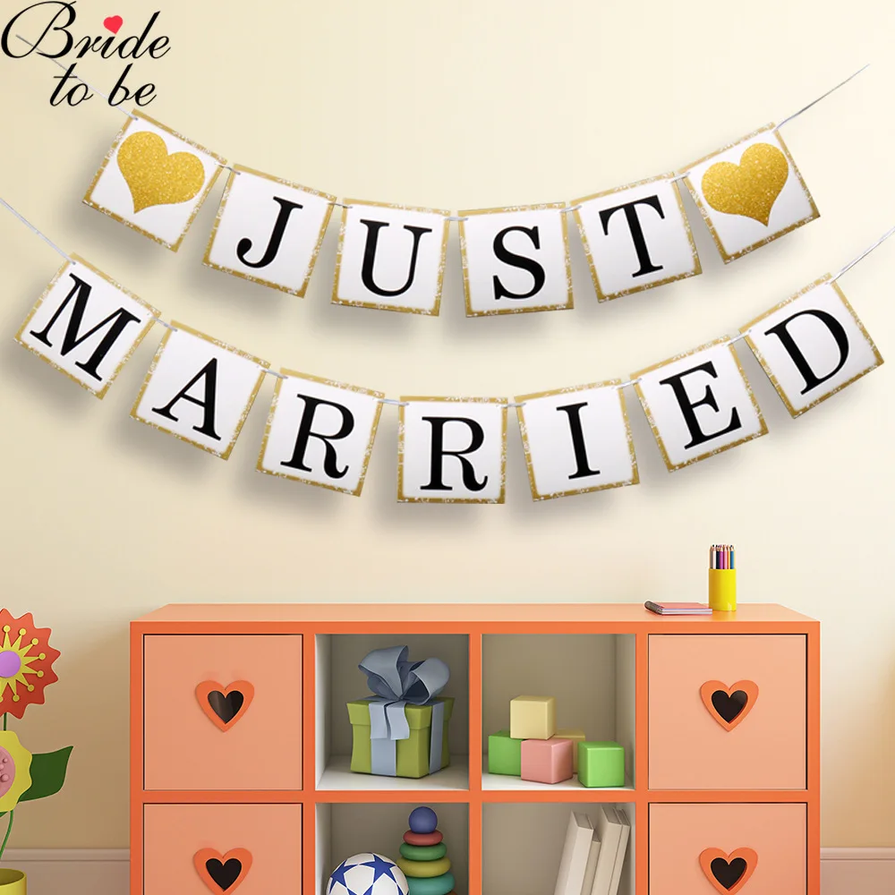 Винтажный бумажный баннер с флагом невесты свадебная гирлянда из белого золота