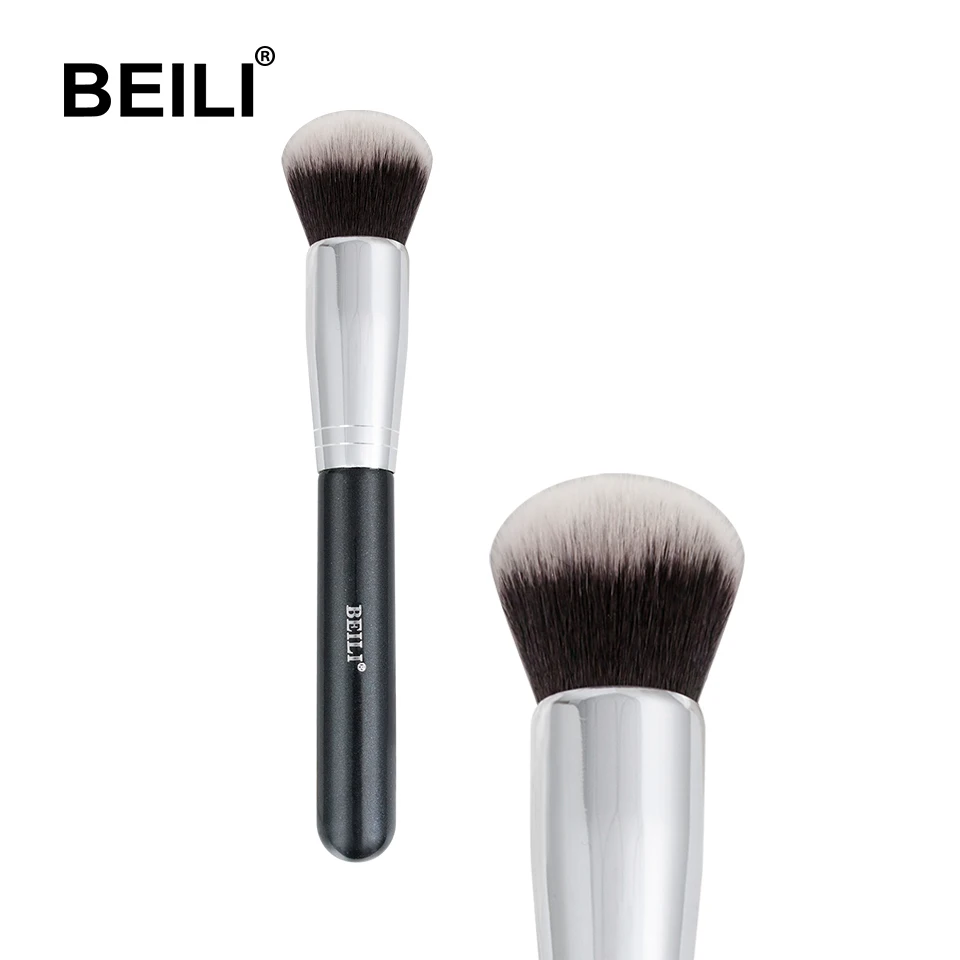 Black 102-Cream BEILI основа для макияжа, плоский контур, крем, пудра, румяна, форма лица, одиночные синтетические волосы, черные кисти для макияжа - Handle Color: Black 102-Cream