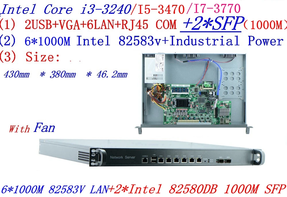 Сервер брандмауэра intel core i7 3770 3 4G 1U 6 * 1000M 825853 в гигабитная локальная сеть с