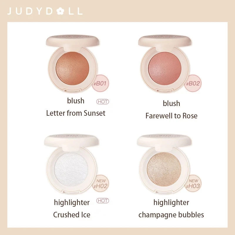

Judydoll Highlighter Blush Gel Palette 3D Brighten Shimmer Waterproof Diamond Champagne Cosmetics Women Face Makeup