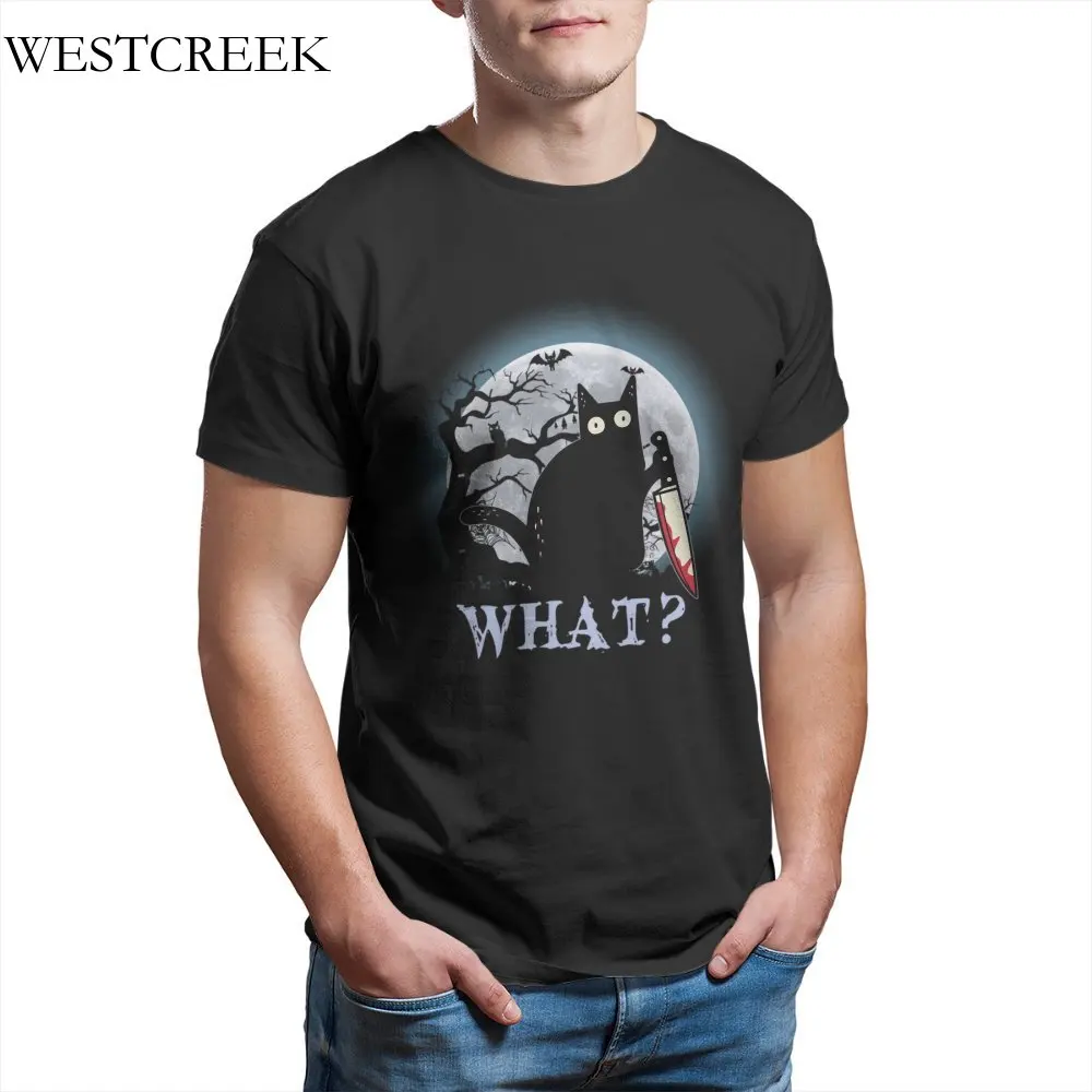 

WESTCREEK Wholesale Cat What Murderous Black Cat With Knife Halloween_y New customize Punk Sleeve Streetwear Mens Clothes 182388