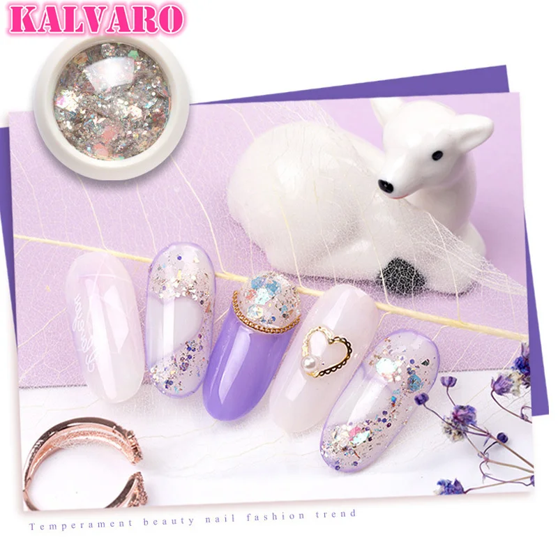 Kalvaro 7 Размер Красочные Блестки аксессуары для ногтей Мерцающая Снежинка УФ Гель