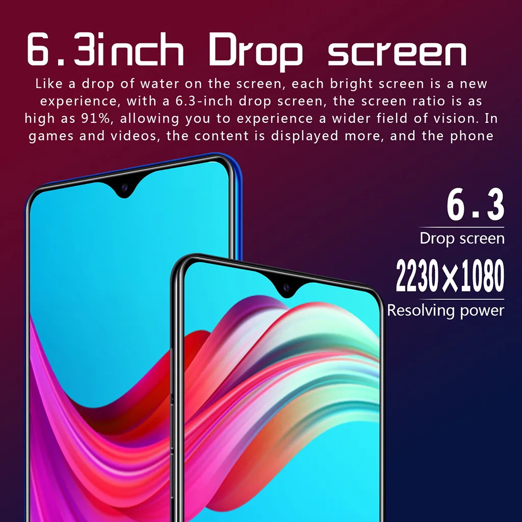 M9 Восьмиядерный 6 3 дюймовый дропшиппинг экран Android 9 1 1G + 16G gps 3g вызов Смартфон