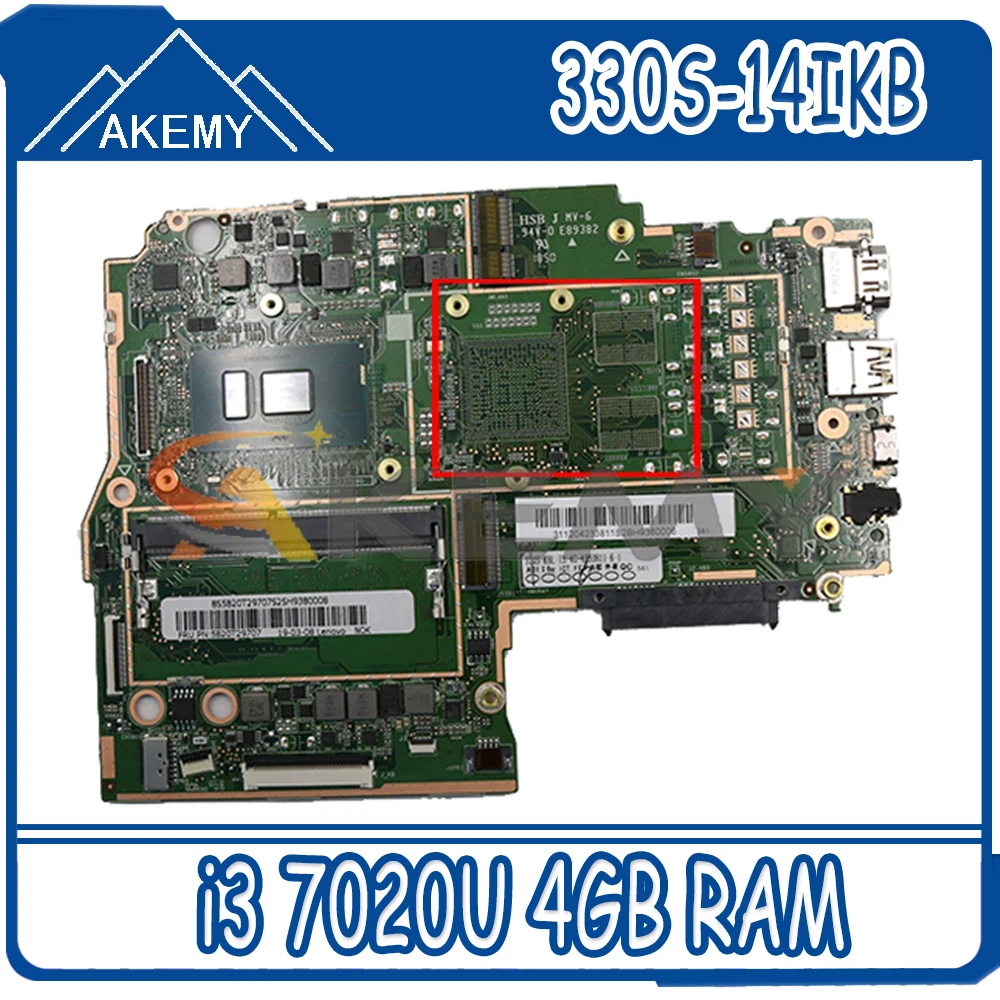 

Материнская плата для ноутбука Lenovo 330S-14IKB с процессором i3 7020U, 4 Гб ОЗУ, протестированная материнская плата FRU 5B20R07616 5B20S95590 5B20S95587
