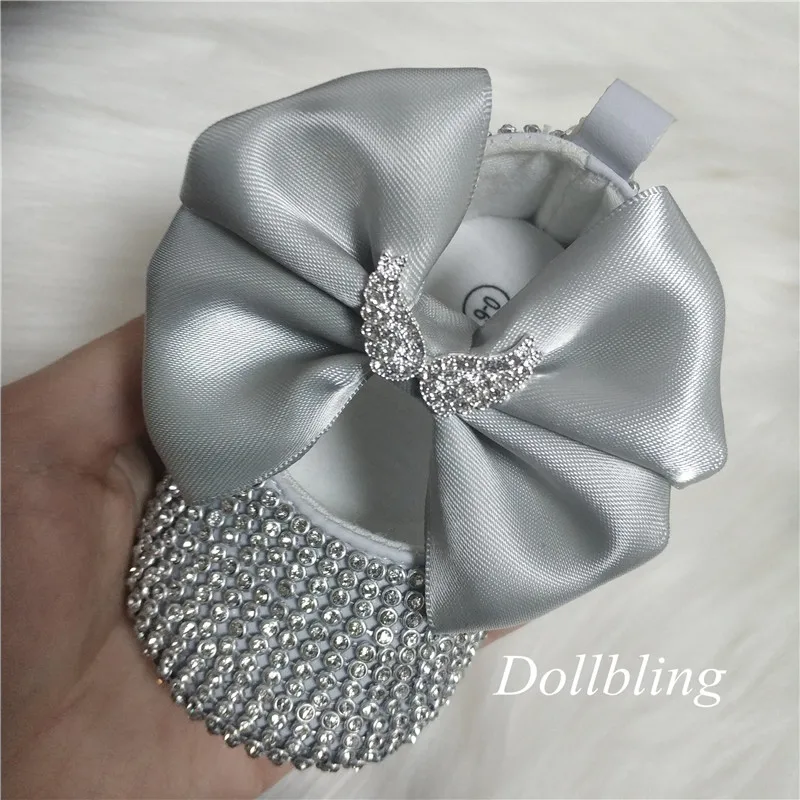 Dollbling с украшением в виде кристаллов крыло серебристого цвета на крестины для
