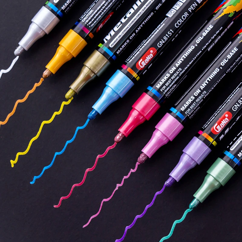 1Pcs Water-based Paint Metal Marker Pens Sharpie 3.0mm Gold Silver Ceramic Rock Glass Porcelain Mug Wood Fabric Canvas Painting