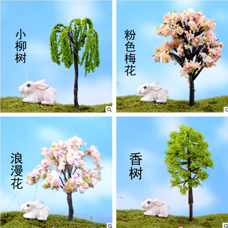 Искусственный розовое дерево запасами ивовых деревьев миниатюрная сказочная