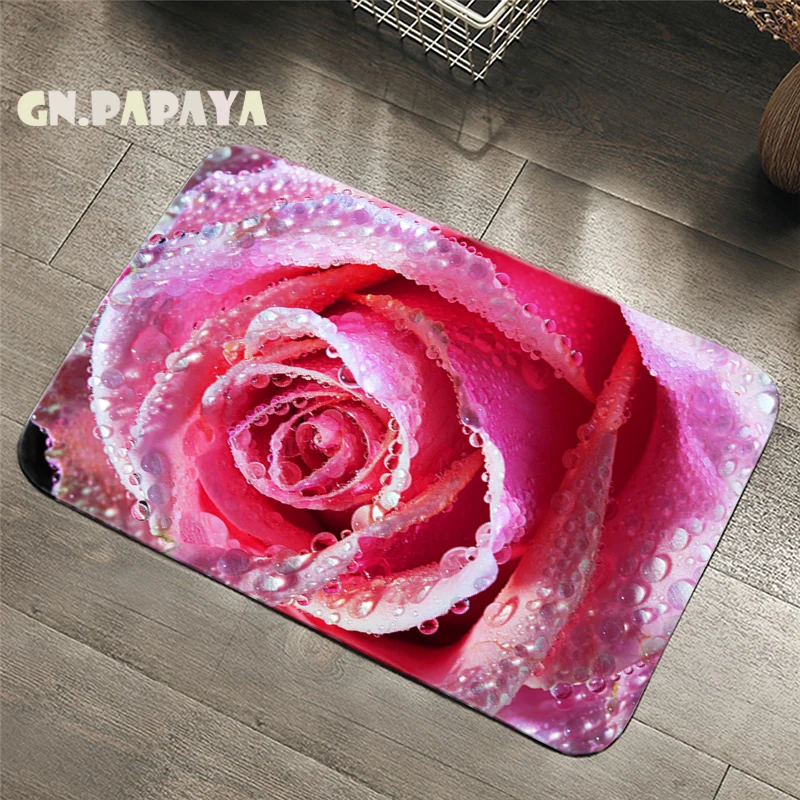 

Nordic fresh Style flower Carpet bohemian Bathroom Floor Mats Toilet Rugs Kitchen Area Rug rose flower Pad Absorbent Door Mat
