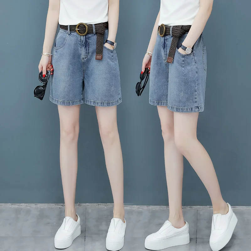 

Wide Leg Women's Large Size Fat Mm Shorts Slim Loose Jeans All-match A- Line Casual Harem Fashion