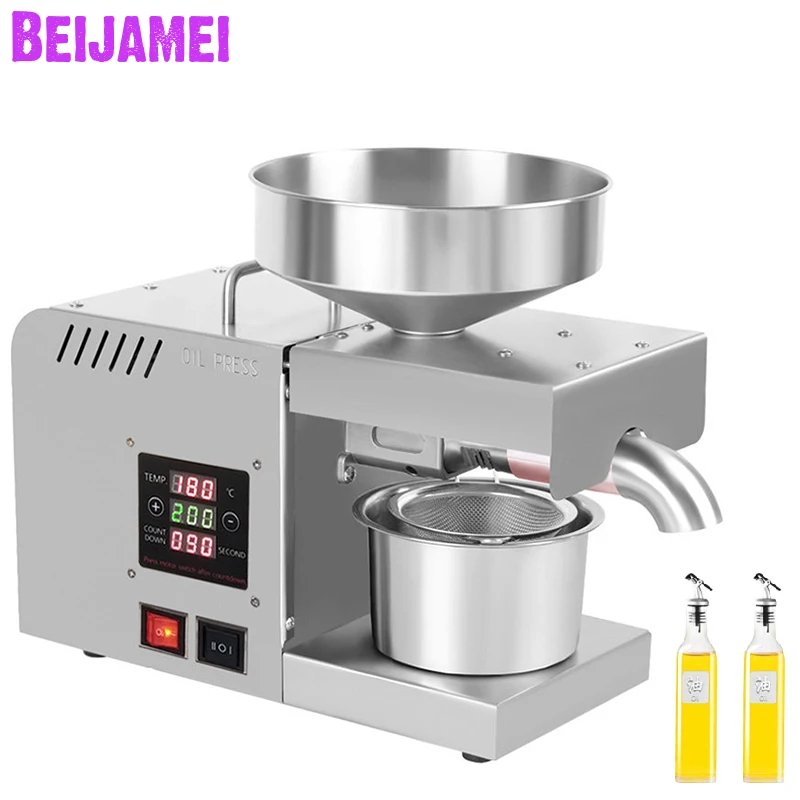BEIJAMEI-máquina eléctrica de prensado de aceite comercial, prensa de aceite de sésamo, cacahuete y nogal, para extracción automática
