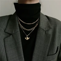 metal multi layered necklace female ins personality hip hop angel pendant sweater japanese and korean heart snake chain women