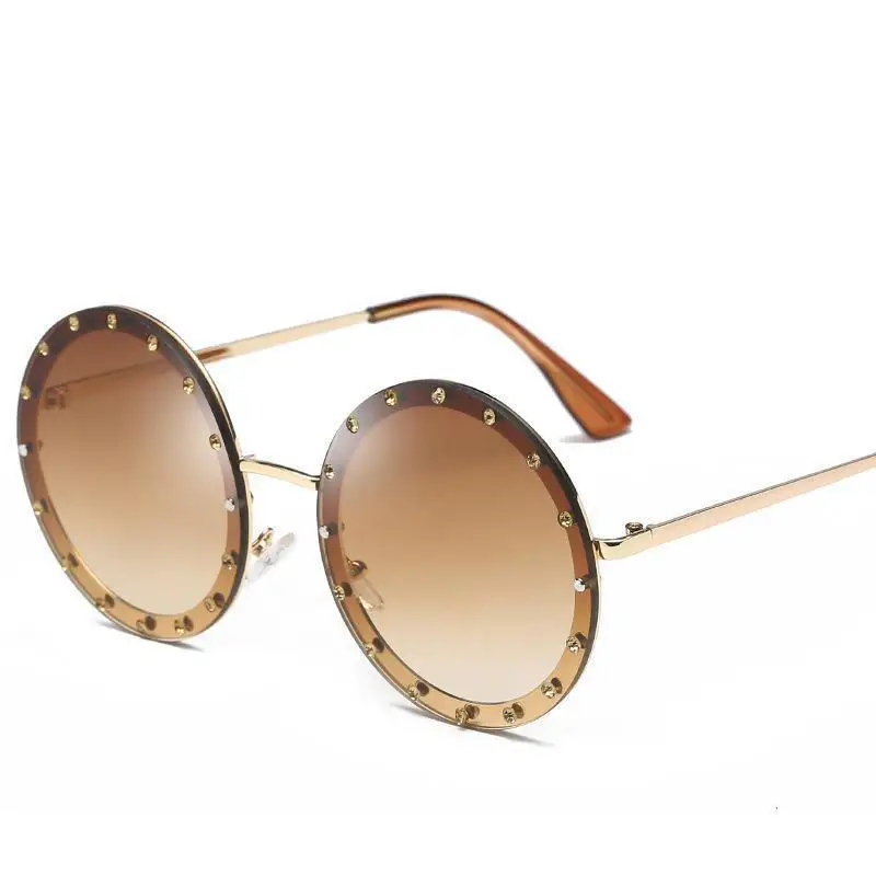 

Новые Круглые Солнцезащитные очки Стразы в стиле ретро женские роскошные брендовые индивидуальные черные солнцезащитные очки с бриллиант...