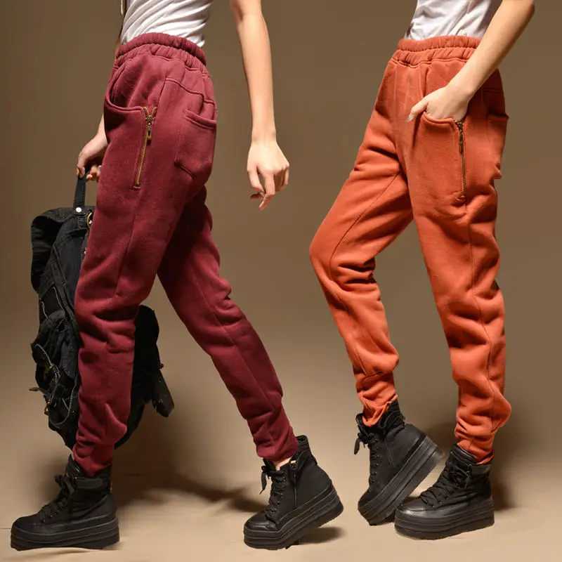 Плюс бархатные осенние зимние хлопковые брюки для женщин с эластичной талией