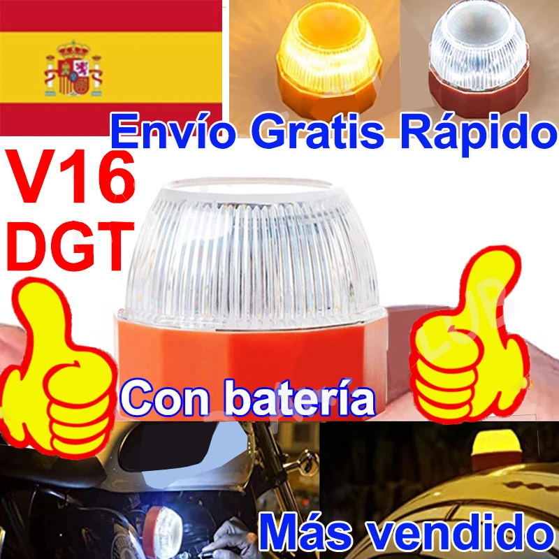 

HELP LED V16 Dgt Emergency light SOS homologada DGT Approved Flash safety lamp warning Amber white strobe Road Accident light