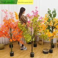 170cm simulation cherry blossom red maple potted indoor floor fake green plant bonsai shopping mall decoration landscape tree