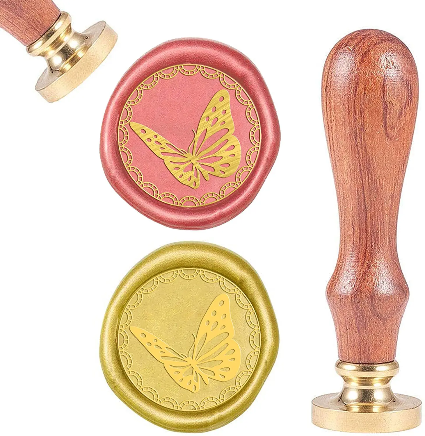 

1PC Wax Seal Stamp Butterfly Vintage Wax Sealing Stamps Animal Retro 25mm Removable Brass Head Wooden Handle