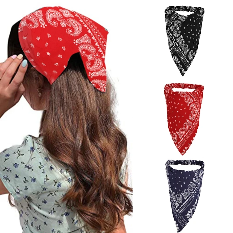 Женский эластичный шарф в стиле бохо повязка на голову треугольный Цветочный