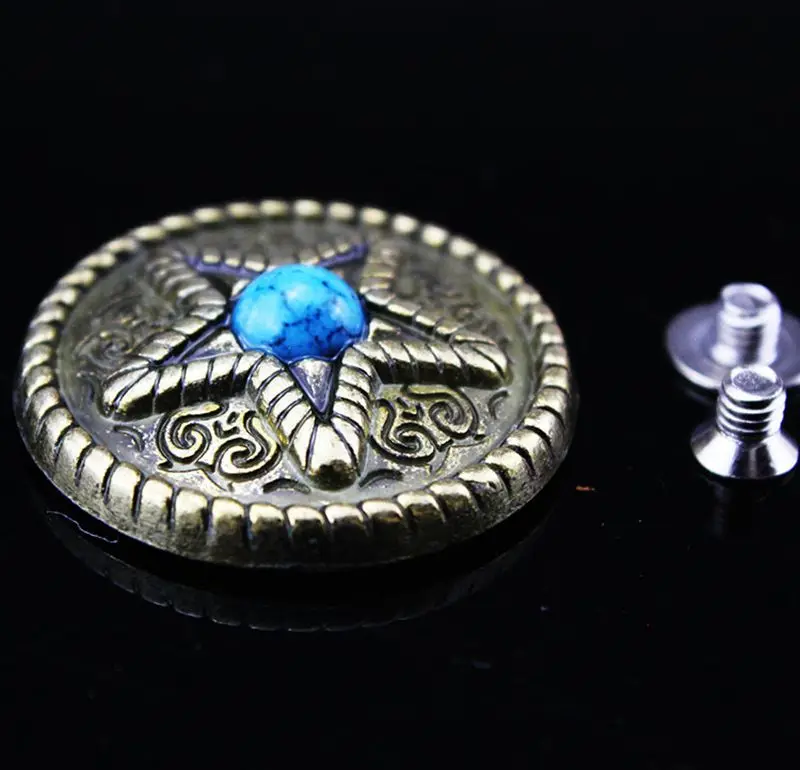 Бирюзовая звезда круглая антикварная подвеска conchos с винтовым гвоздиком для