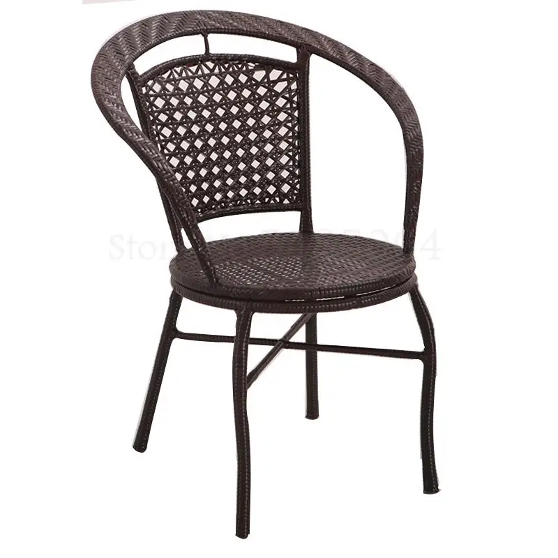 Плетеный одиночный маленький ротанговый ленивый стул для отдыха с подлокотником