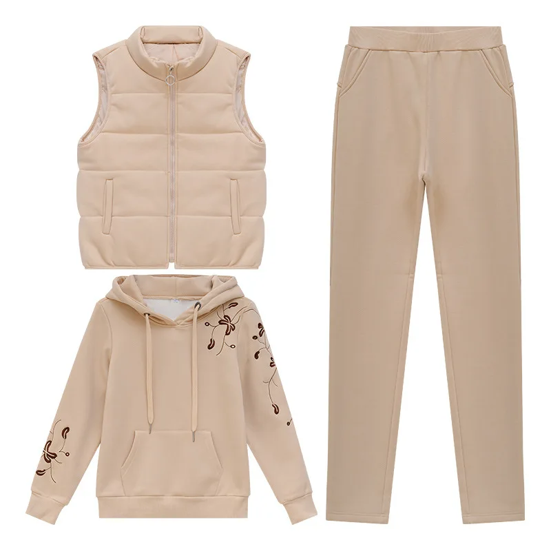 Женский спортивный костюм толстая флисовая толстовка с капюшоном жилет и брюки