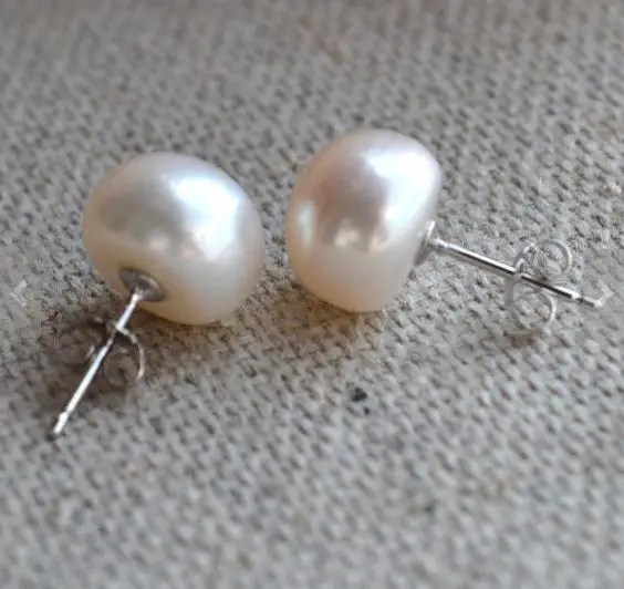 

New Arrival Favorive Stud Pearl Earring 11mm White Freshwater Pearl S925 Silver Fine Jewelry Wedding Bridesmaid Women Gift