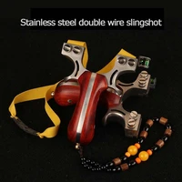 stainless steel solid wood slingshot with horizontal sight and flat rubber band slingshot for outdoor hunting slingshot