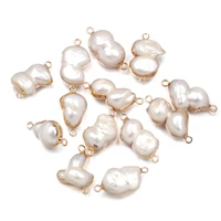 natural freshwater pearl pendant irregular double hole connector pendants for jewelry making diy bracelet necklaces accessories