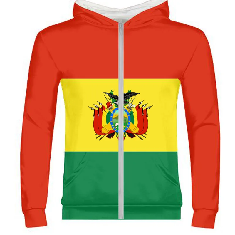Боливия Мужской свитшот на молнии с номером имени по индивидуальному заказу |