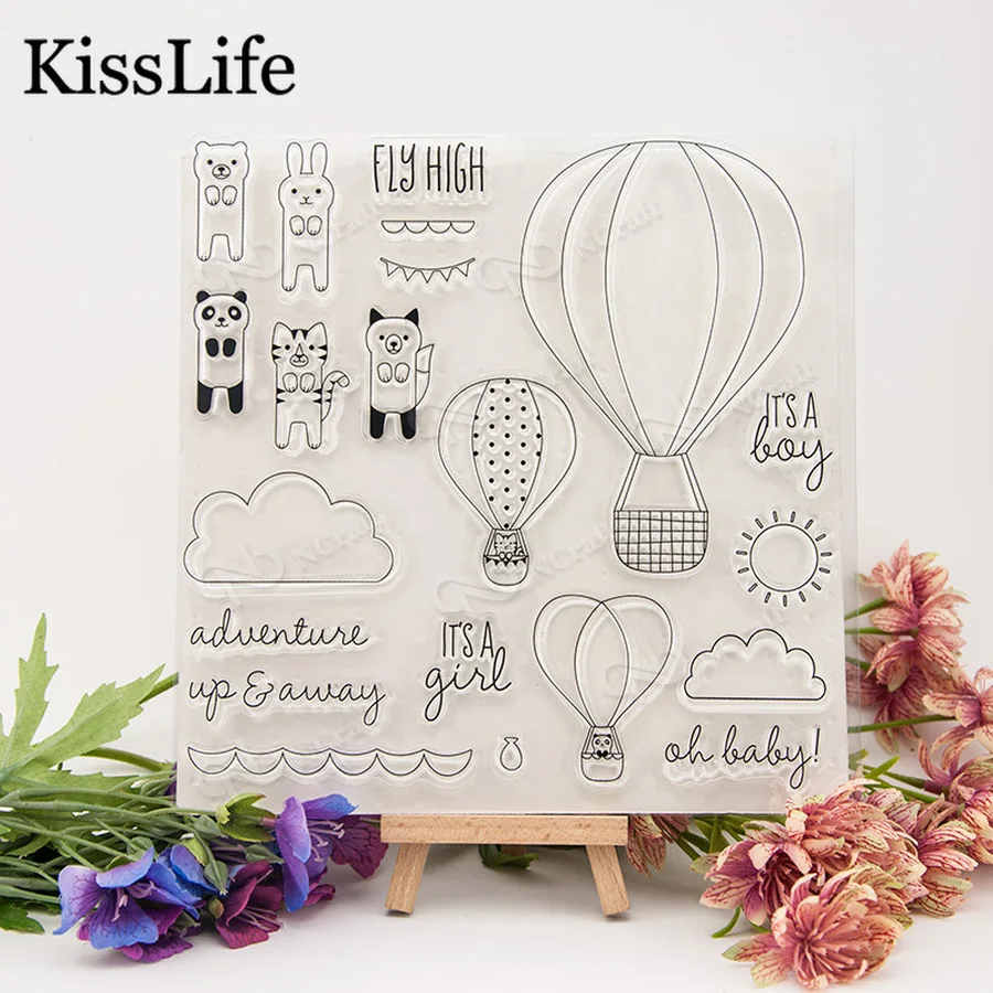1 лист воздушный шар кролики облака панда буквы прозрачные резиновые штампы для