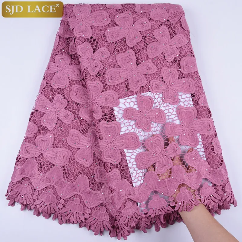 

African Lace Fabrics High Quality Lace Beautiful Yellow Stones Embroidery Cotton Lace Fabric For Party A1731
