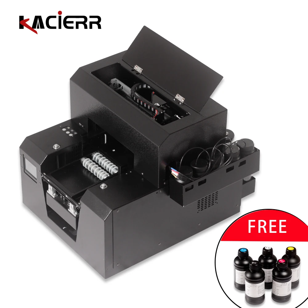 

Multifunctional A4 UV printer with five-color UV ink for flat and cylindrical printing mobile phone shell pattern printing