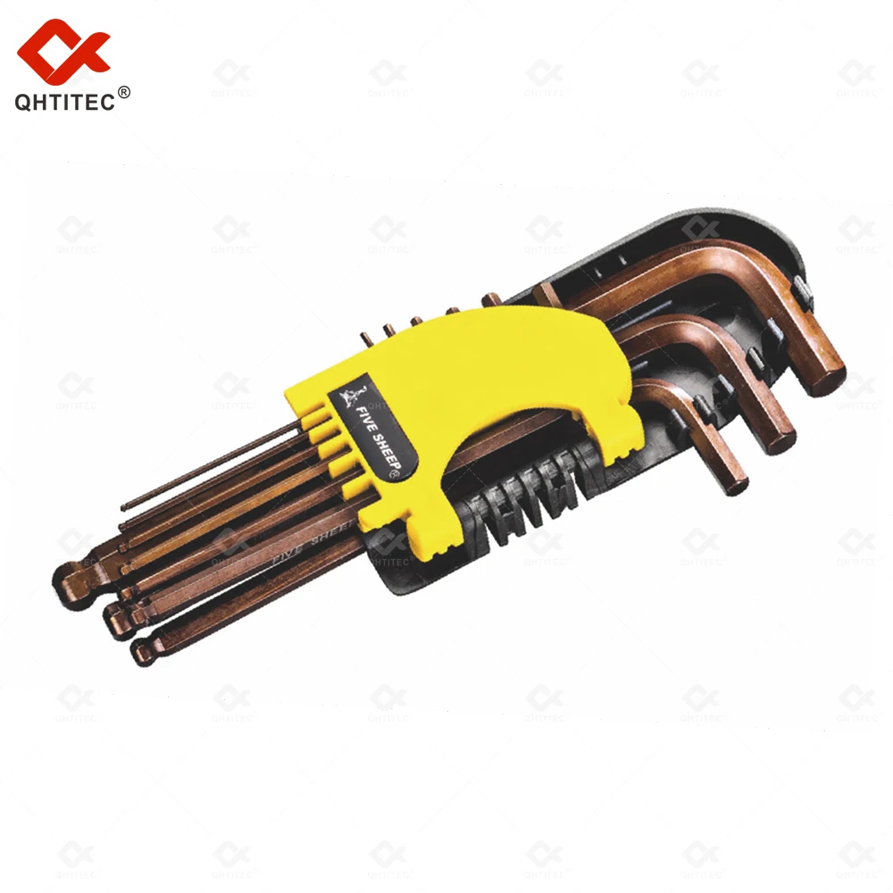 

QHTITEC FS-409F 9 штук метрический шаровой шестигранный ключ ручные инструменты высокий S2 Профессиональный обжимной инструмент Ремонтный инструм...