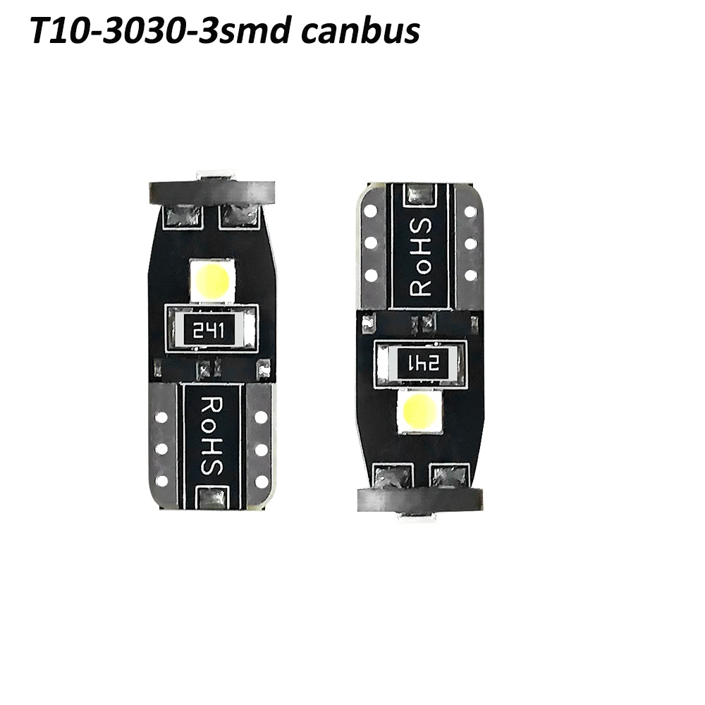 

LSlight 10x T10 LED W5W LED Car DRL 3030 3SMD 194 168 Position Lights Reading Interior Lamp Canbus 12V 6500k White Polarity Free