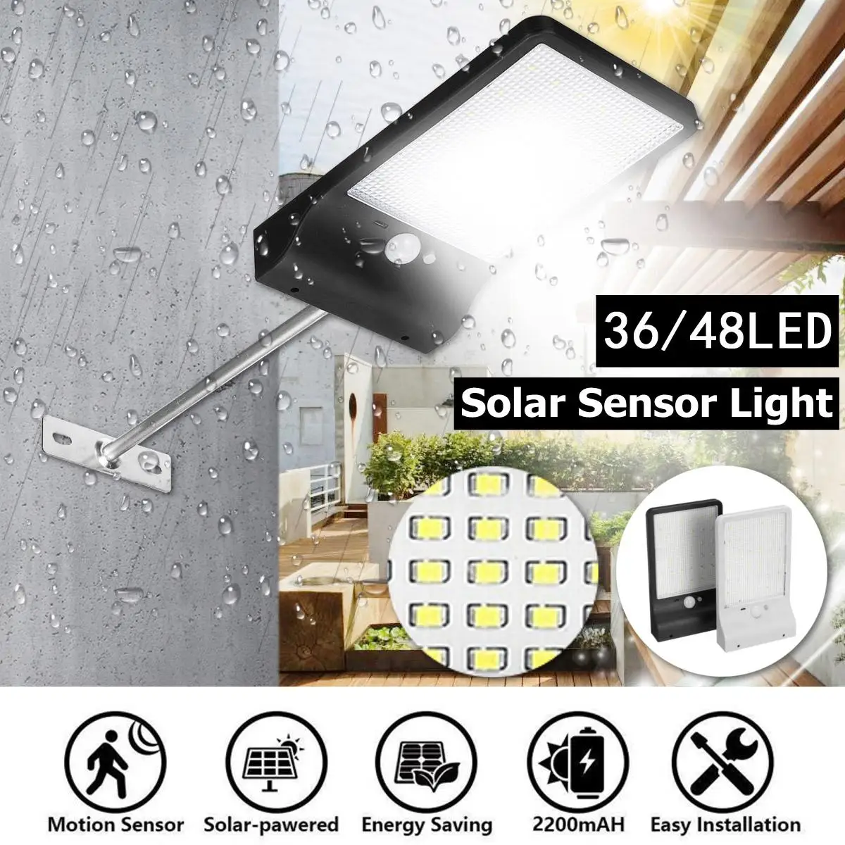 4500LM LED 36/48LED IP65 солнечный уличный свет радар движения постоянно яркий