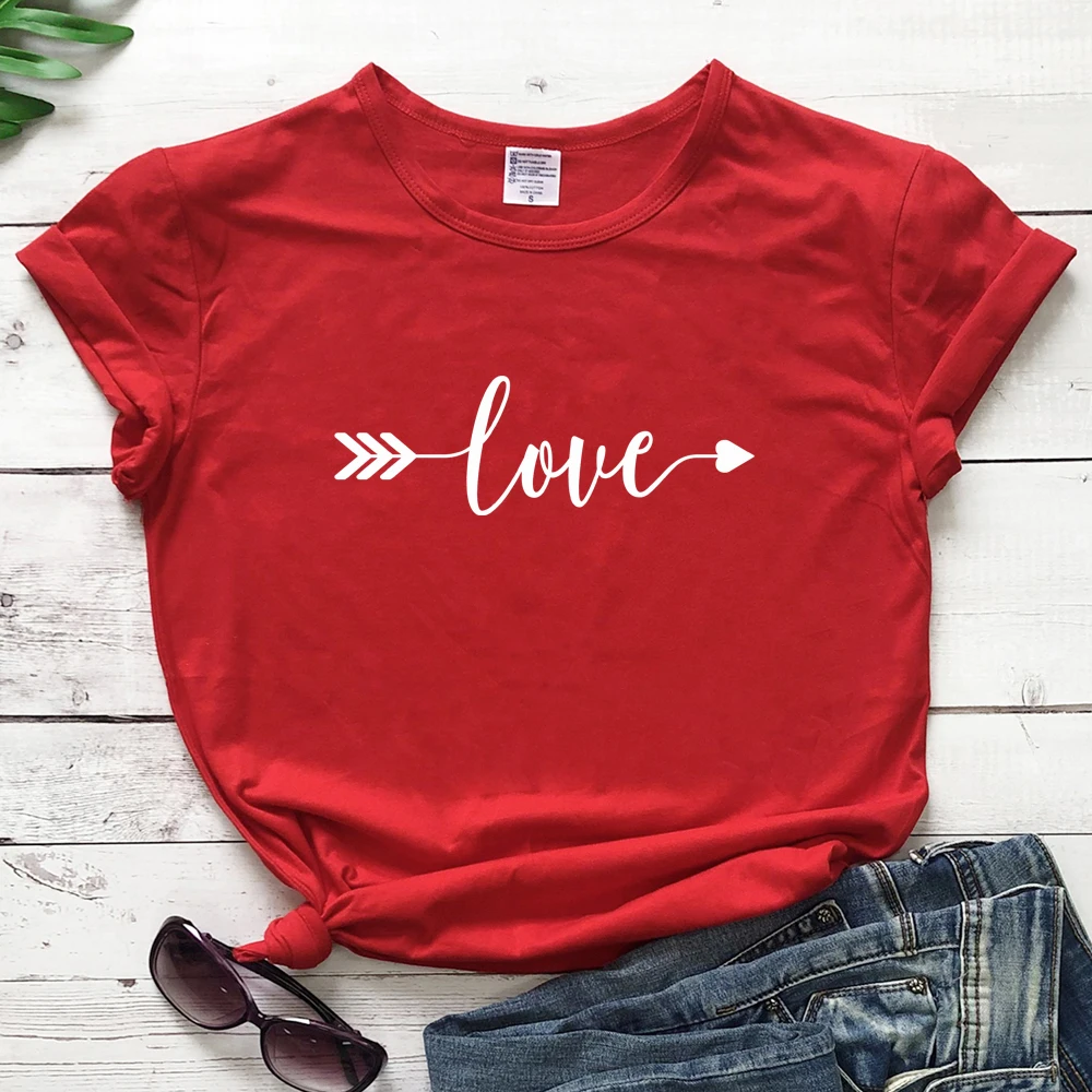 

Casual 90s Unisex Couple Tumblr Graphic Lover Tee Top Cute Women Valentine's Day Gift Tshirt Love Arrow Valentines T-shirt