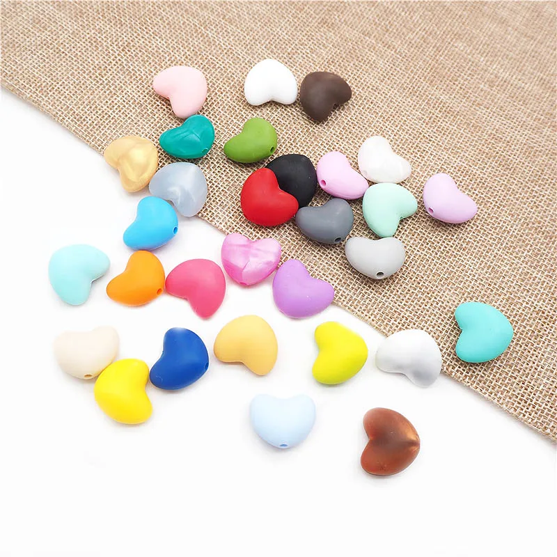 Chenkai-Cuentas de dentici&oacute;n en forma de coraz&oacute;n para beb&eacute;, 50 Uds., abalorios masticables en forma de coraz&oacute;n para manualidades, collar, pulsera, colgante de joyer&iacute;a-0