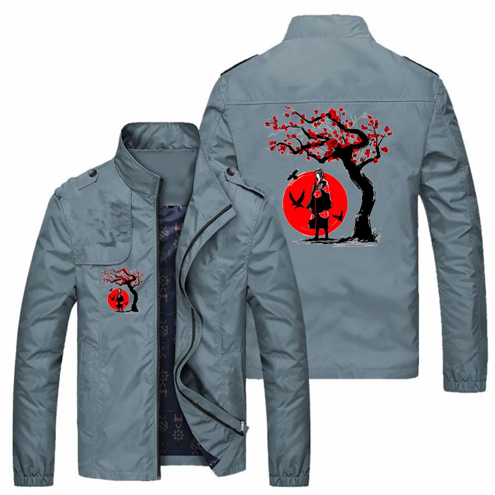 

New In 2021 Four Seasons Locomotive Style Men's Jacket Street Men Fashion Trend Stand-Up Collar Pocket Print Jacket Men