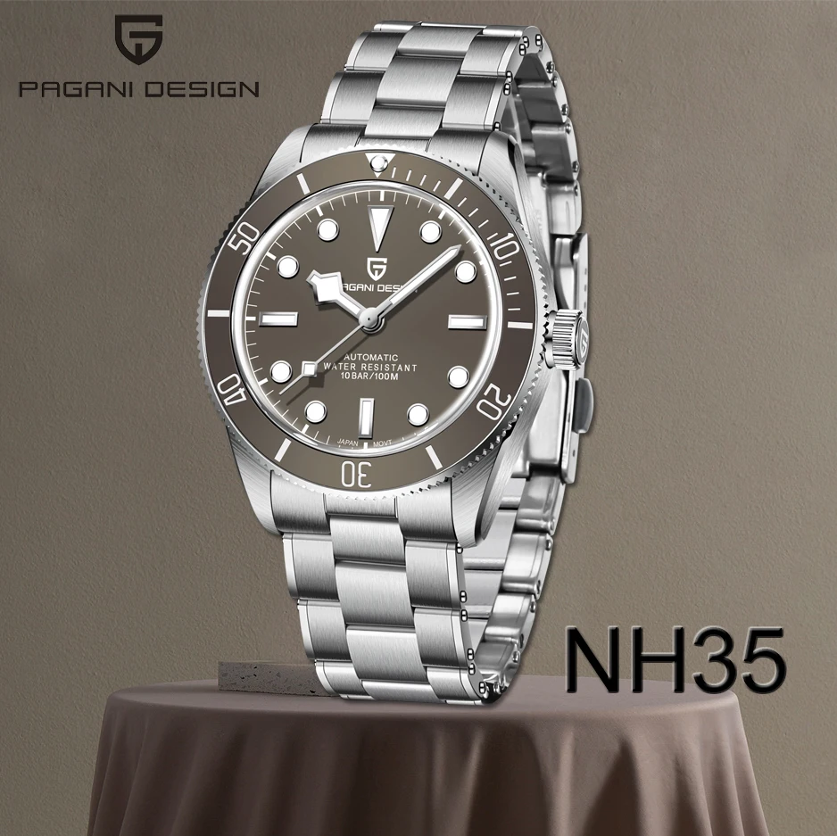 

2022 New PAGANI DESIGN Men Watch NH35A Grey Automatic Mechanical Wristwatches 100M Waterproof Luminous BB58 Relogio Masculino
