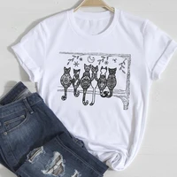 harajuku kawaii cat printing fashion sweet pet cute spring fashion clothes graphic t shirts women top lady print female tee