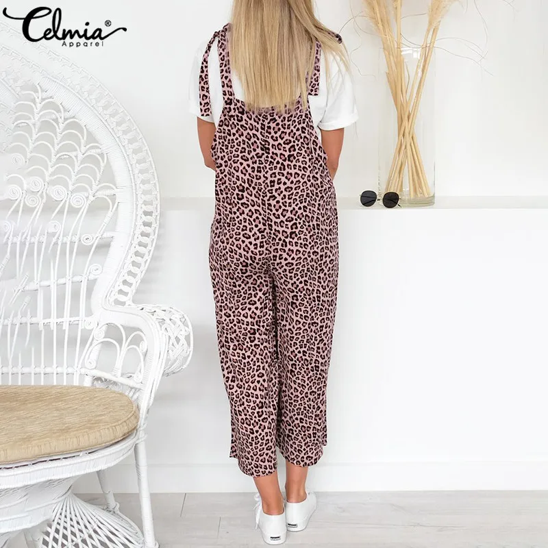 Женские винтажные комбинезоны с леопардовым принтом повседневные Длинные