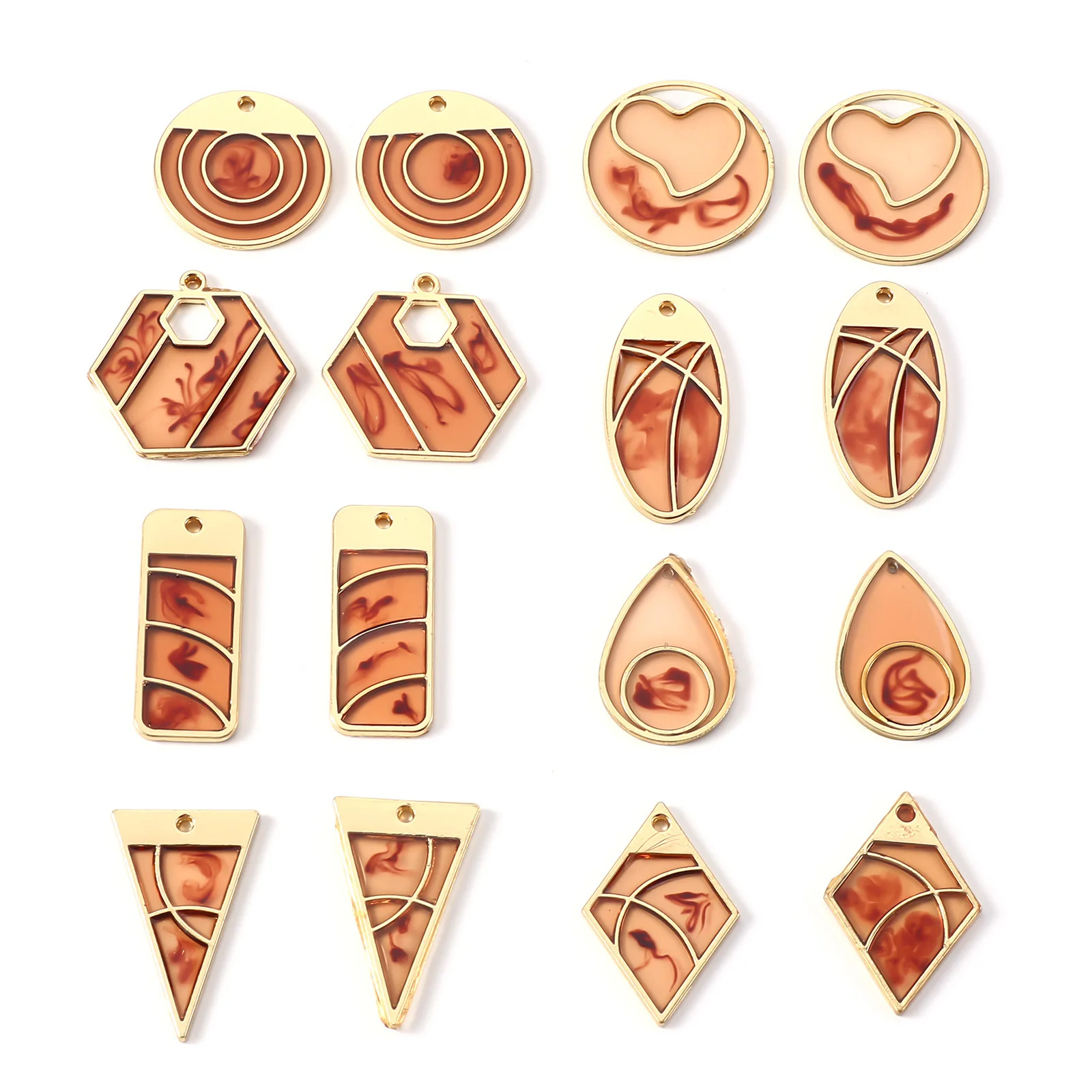 

Zinc Alloy Enamel Charms Geometric Irregularity Charms 16pcs/lot Mixed Set For DIY Fashion Jewelry Making Accessories