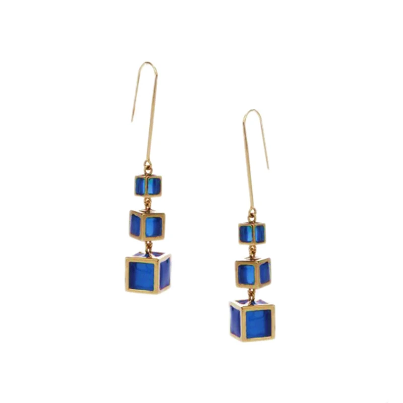 

Progressive square geometry design fashion earrings for European and American women's long earrings
