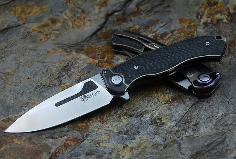 Складной нож VENOM BONE DOCTOR M390 титановый CF многофункциональный для кемпинга охоты