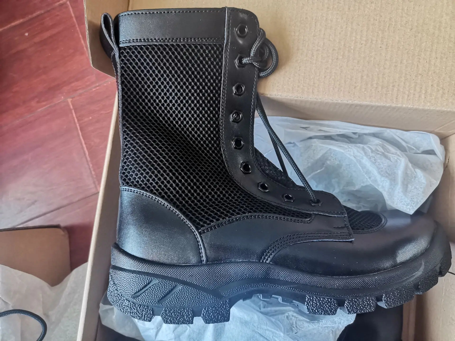 2018 Summer men's army boots special soldiers leather mesh breathable zipper combat ultra-light army training security boots