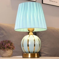 american modern whitebluered small ceramic table lamps elegant creative fabric lampshad light for bedsidefoyerstudio as028