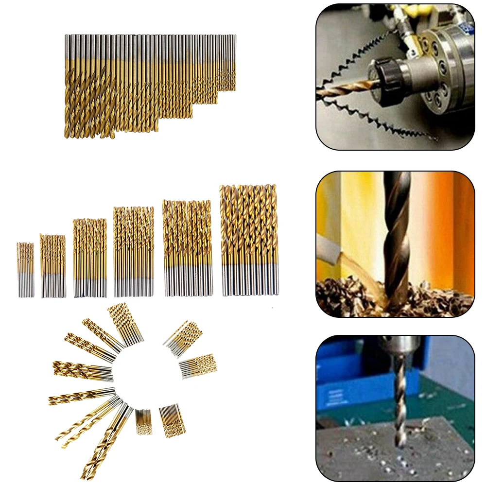 

50/60/99pcs Twist Drill Bit Set HSS Shank Titanium Coated High Speed Steel Mini Drill Bit 1-10mm for Wood Plastic Steel Alloy